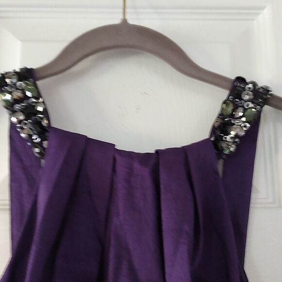 Xscape  purple egglant  fitted stretch cocktail formal prom dress  Sz 2 - Picture 4 of 8